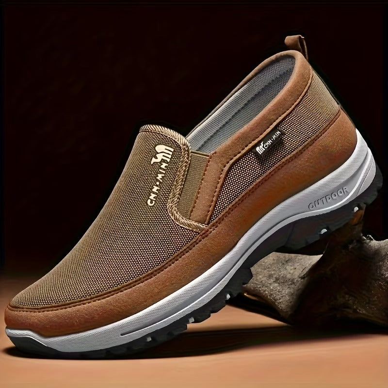 Men'S Comfortable Non-Slip Loafers | Solid Color Breathable Knitted Slip-On, Thick Sole Lightweight Casual Shoes for All-Season Outdoor Activities And Daily