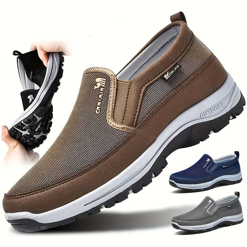 Men'S Comfortable Non-Slip Loafers | Solid Color Breathable Knitted Slip-On, Thick Sole Lightweight Casual Shoes for All-Season Outdoor Activities And Daily