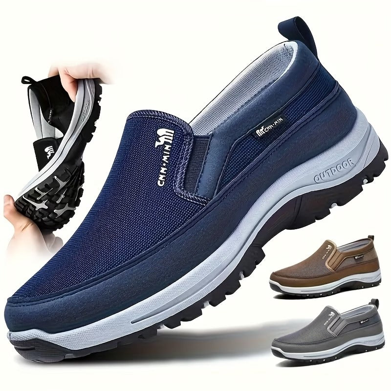 Men'S Comfortable Non-Slip Loafers | Solid Color Breathable Knitted Slip-On, Thick Sole Lightweight Casual Shoes for All-Season Outdoor Activities And Daily