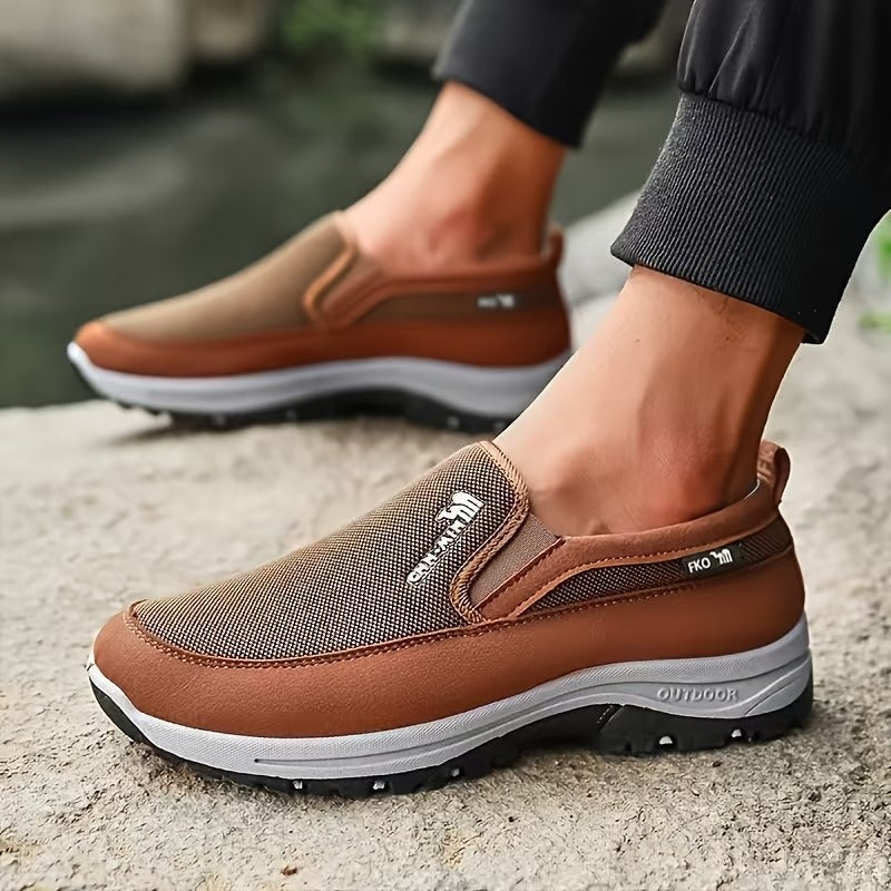 Men'S Comfortable Non-Slip Loafers | Solid Color Breathable Knitted Slip-On, Thick Sole Lightweight Casual Shoes for All-Season Outdoor Activities And Daily