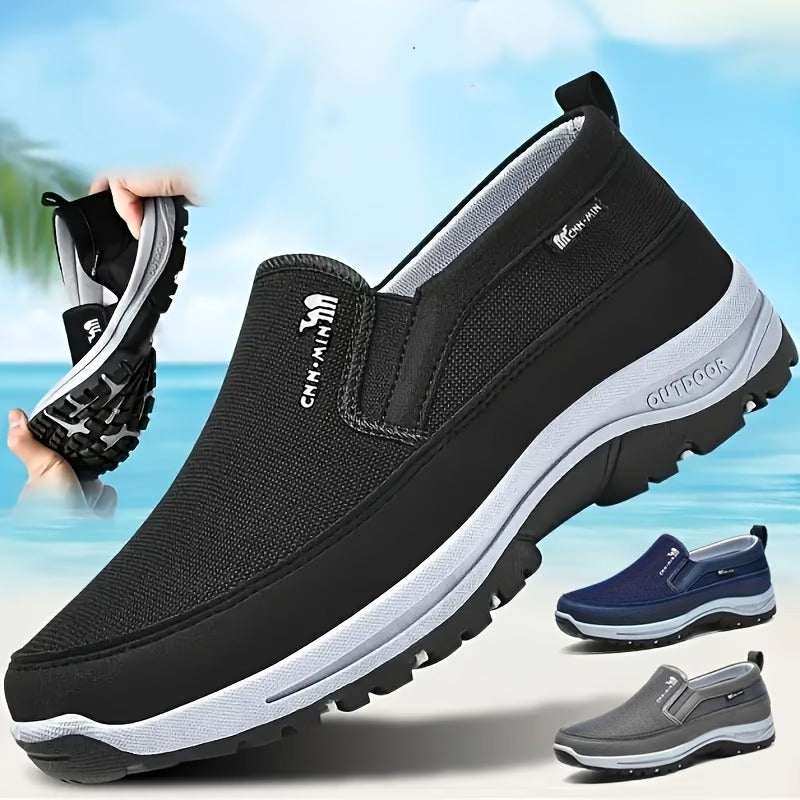 Men'S Comfortable Non-Slip Loafers | Solid Color Breathable Knitted Slip-On, Thick Sole Lightweight Casual Shoes for All-Season Outdoor Activities And Daily