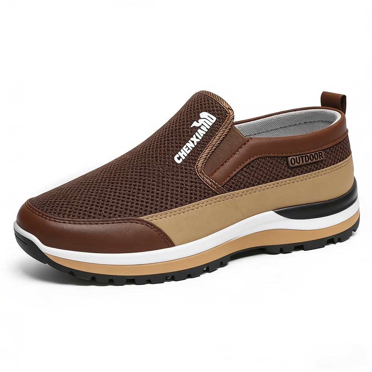 Men'S Comfortable Non-Slip Loafers | Solid Color Breathable Knitted Slip-On, Thick Sole Lightweight Casual Shoes for All-Season Outdoor Activities And Daily