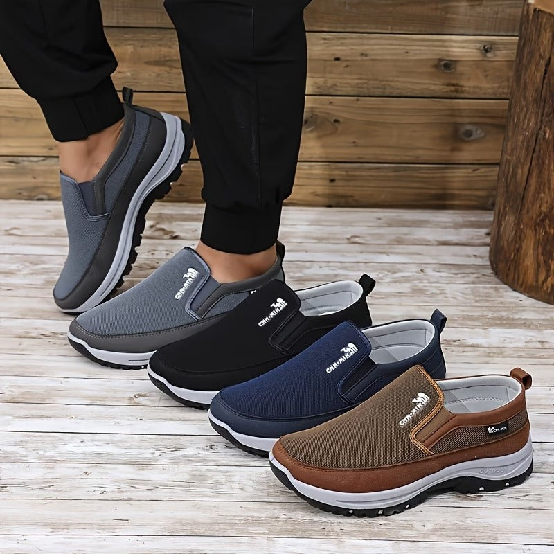 Men'S Comfortable Non-Slip Loafers | Solid Color Breathable Knitted Slip-On, Thick Sole Lightweight Casual Shoes for All-Season Outdoor Activities And Daily