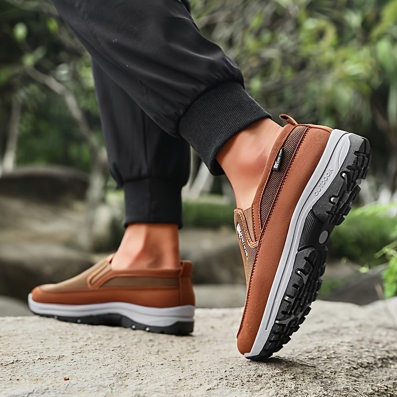 Men'S Comfortable Non-Slip Loafers | Solid Color Breathable Knitted Slip-On, Thick Sole Lightweight Casual Shoes for All-Season Outdoor Activities And Daily